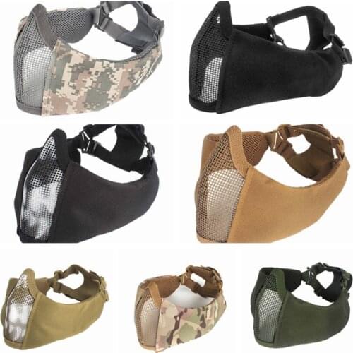 Airsoft Tattico Fan Esercito Camuffamento Gioco Maschera di Pollo Nuovo tattico mezzo viso metal acciaio net mesh maschera