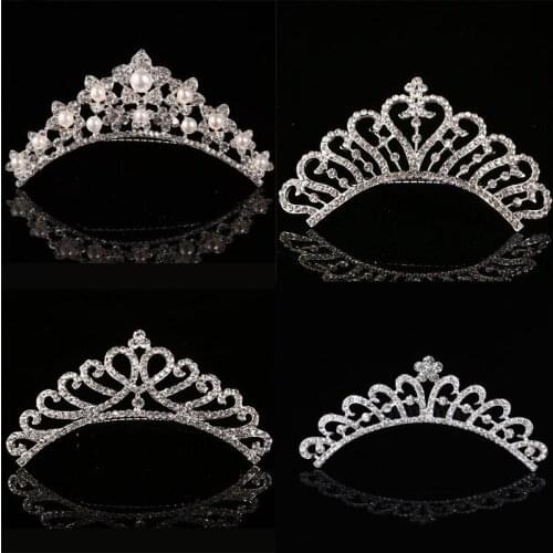 1pc Princess Crystal Tiaras and Crowns Headband Kid Girls Bridal Prom Crown Wedding Party Accessiories Hair Jewelry Ornament