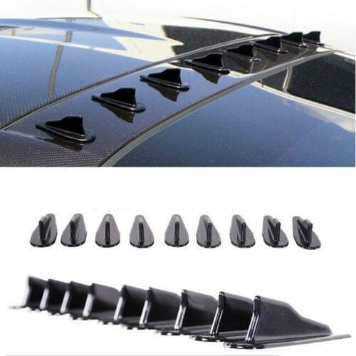 10PCS Universal Shark Fin Diffuser Vortex Generator Car Wing Roof Spoiler Bumper Shark Fin Carbon Fiber Tail Generator