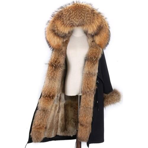 2021 New 7XL Real Rabbit Fur Liner Natural Raccoon Fur Collar HoodedWaterproof Winter Jacket Real Fur Coat Women X-Long Parka