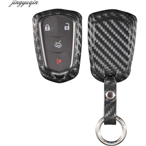 10ps Carbon Fiber Silicone Key Case For Cadillac ATS CT6 CTS DTS XT5 Escalade ESV SRX STS XTS ELR Remote Car Key Cover 4/5/6 BTN