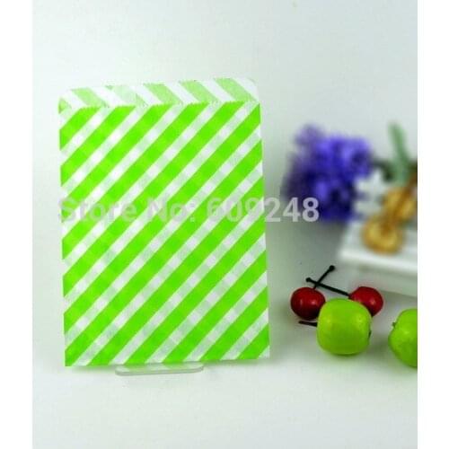 100pcs Mixed Colors Lime Green Striped Party Paper Candy Bags,3 Days Delivery on Orders over $100
