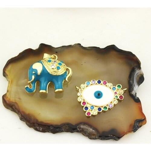 20*20mm 20pcs/lot Elephant cz enamel pendant charm,multicolor cz pave eye shape enamel pendant,cz jewelry component