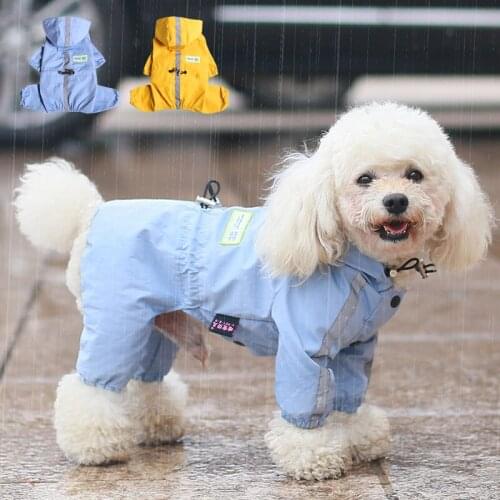 2021 Pet Cat Dog Raincoat Hooded Reflective Waterproof Puppy Rain Coat Cute Pet Clothes Teddy Poodle Bichon Waterproof Coat
