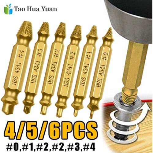 4/5/6 PCS Damaged Screw Extractor Drill Bit Set Stripped Broken Screw Bolt Remover Extractor Easily Take Out Demolition Tools AA
