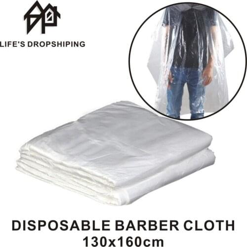 50/100 Pcs PE Transparent Hairdressing Cloth Disposable Hairdressing Capes Waterproof Apron Cutting Perm Dye Hair Cape Barber