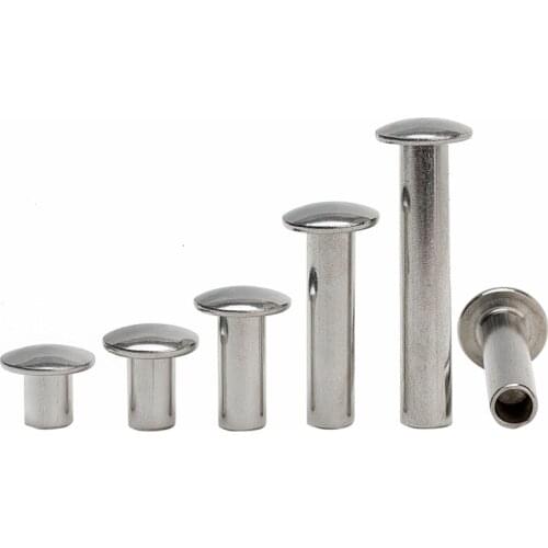 50pcs M2.5 stainless steel big flat head rivets round half hollow rivet tap rivetings knock hit riveting GB873 3mm-10mm length