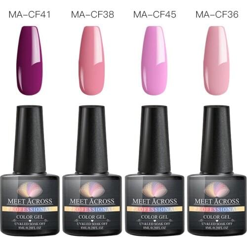 MEET ACROSS 8ml UV Gel Nail Polish Set 4/6pcs/set Colorful Nail Gel Lacquer Soak Off UV Gel Varnish Base Coat No Wipe Top Coat