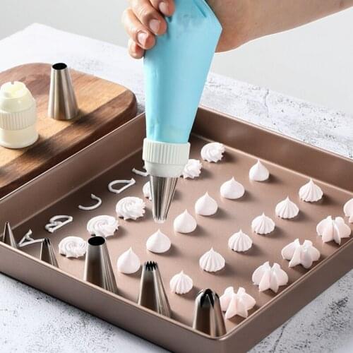 8Pcs/Set Silicone Kitchen Accessories Icing Piping Cream Pastry Bag 6 Stainless Steel Nozzle Set DIY Cake Decorating Tips Set H5