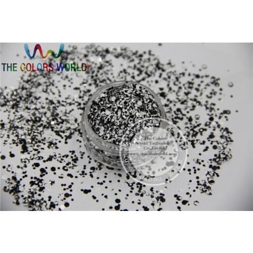 ABW251-126 Solvent Resistant Mix Black and White Colors Hex Glitter Spangles for nail art and DIY decoration 1Pack =50g