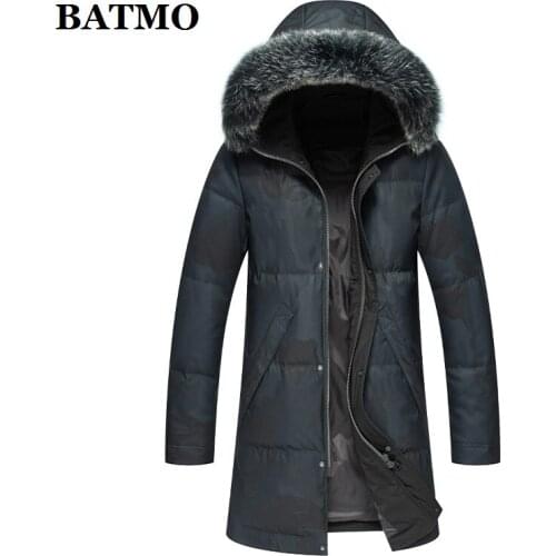 BATMO 90% white duck down&fox fur collar hooded jackets men,mens winter down jackets,thicked warm coat,plus-size M-5XL 9021