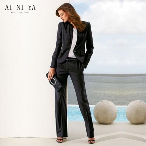 Black Women Pant Suits Casual Office Uniform Business Suits Formal Work 2 Piece Sets Elegant Female Trouser Suits Custom Made