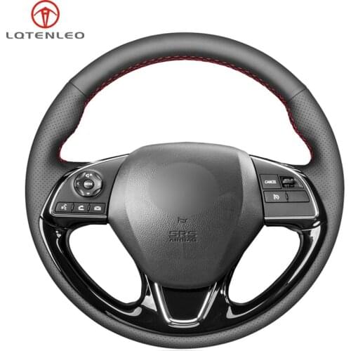 LQTENLEO Black Genuine Leather Steering Wheel Cover For Mitsubishi ASX Mirage 2016-2019 Outlander 2015-2019 Eclipse 2017-2019