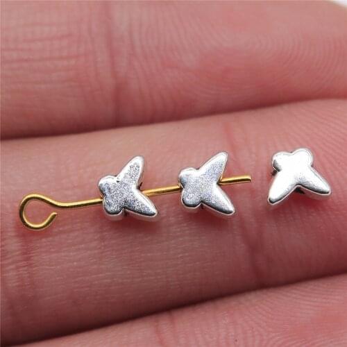 30pcs Butterfly Small Hole Beads Antique Silver Color 5x6mm Metal Alloy Charms Jewelry Findings Accessories