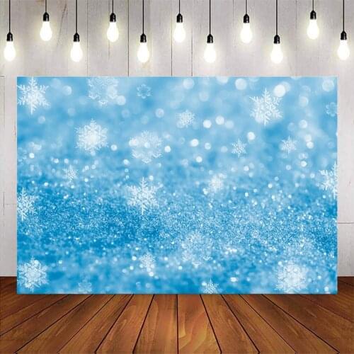 Blue glitter bokeh backdrop for photography newborn baby portrait photo background for photographic studio snowflake