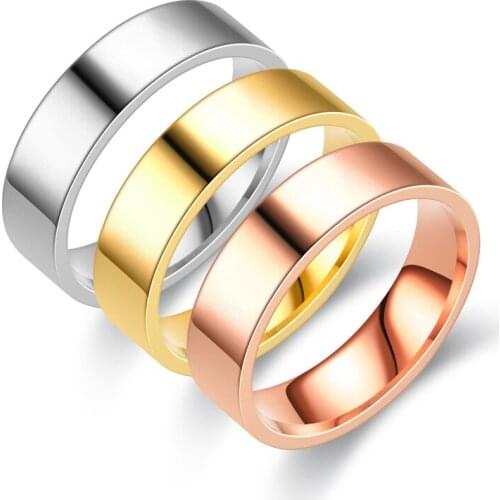 AsJerlya 6mm Wide Stainless Steel Rings High Polished 2021 New Fashion Classic And Generous For Mens And Womens Ring Jewelry
