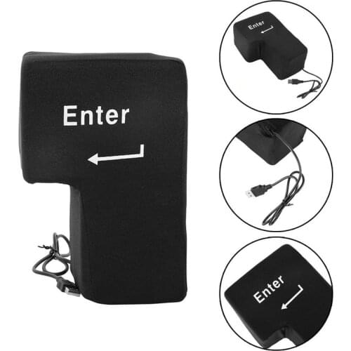 Computer USB Big Enter Key Desktop Nap Pillow Office Decompression Pillow Stress Relief Relaxing Toy Enter Button Vent Tool Gift
