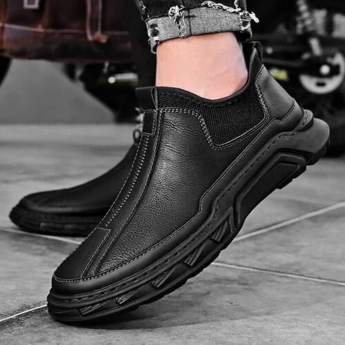 Men shoes Genuine Leather Casual Flats Lace-up Sneakers Fashion Men Comfortable Lightweight Breathable Walking men Sneakers