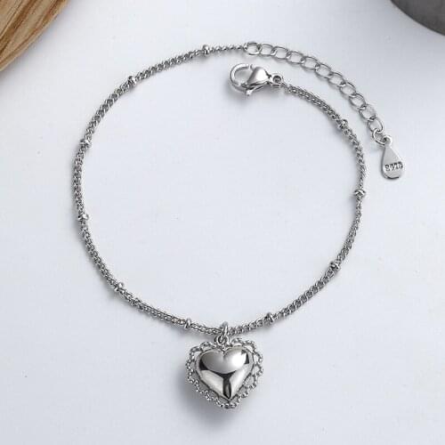 Lace Heart Chain Charm Bracelet For Women Adjustable Opening Punk Fashion Original Commemorative Couple Gift Jewelry BOYULIGE