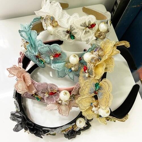 Lace bow For The Bride Crown, Hair Accessories Pearls, Hair band, Handmade Tiaras,Jewelry Flower Bride Wedding Hair Accessories