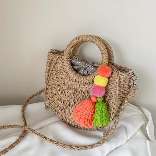 Fashion Woven Straw Beach Handbags Purses for Women Shoulder Crossbody Bags 2021 New Summer Ladies Messenger Bags High Quality