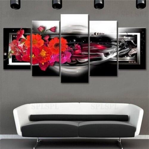 Modular Canvas Prints Poster Room Home Decor 5 Pieces Mangnolia Flower Painting Wall Art Colourful Orchid Flowers Pictures