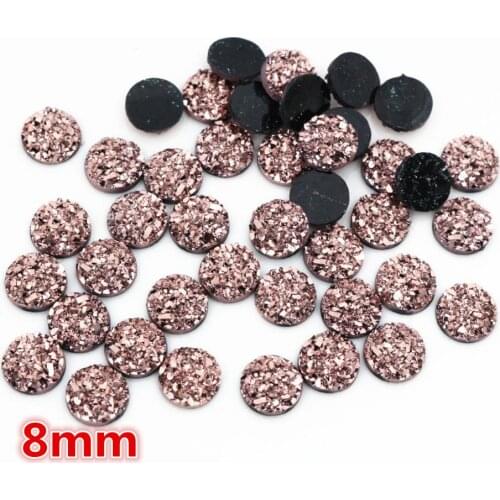 New Fashion 8mm 40pcs Rose Gold Colors Natural ore Style Flat back Resin Cabochons For Bracelet Earrings accessories-O6-26