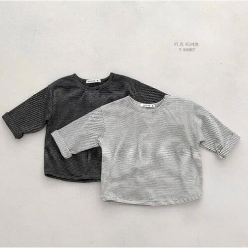 2021 New Girls Boys Striped T-Shirt Fashion Cotton Autumn Full sleeve Kids Top 1-7t MY35