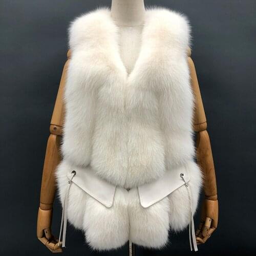 Fall Female Short Fashion Luxury Fluffy Real Fox Fur Sleeveless Vest Winter Clothes Women MJF-FV-08