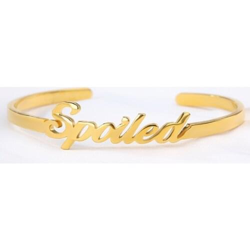 Personalized Name Bangles For Women Fashion Jewelry Stainless Steel Gold Color Customized Bracelets & Bangles Adjustable Size