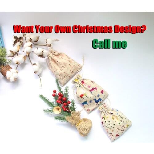 Gift Organizer Pouches Christmas 10Pcs/Lot 10x14 13x18 Party Decoration Sachet Santa Kids Toy Storage Bag Can Print Logo