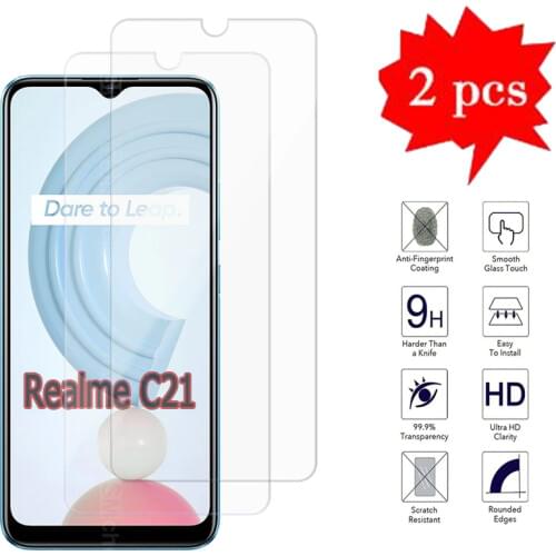 2-1Pcs Premium Glass For Realme C21 Cover Screen Phone Protection Film For Realme C 21 9H 2.5D Explosion Proof Tempered Glass