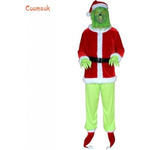 Cosmask 2020 Christmas Costumes Play Christmas Green Fur Monster Grinch Cosplay Costume