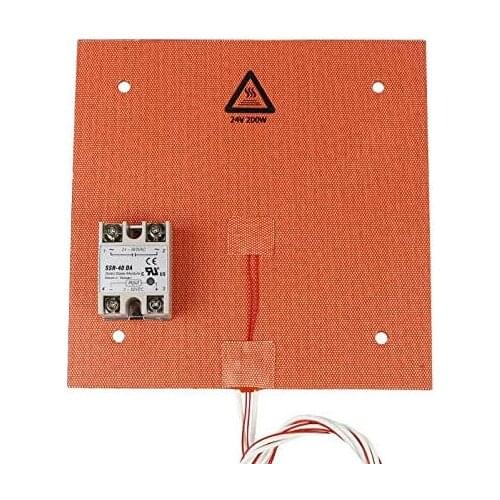 235x235mm 24V 200W Silicone Pad Heated Bed Heating Pad + SSR Solid State Relay Kit for 3D Printer