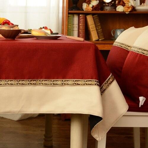 Chinese Retro Faux Linen Two Colors Stitching Tablecloth For Wedding Party Home Table Cloth Cover Textile Decoration