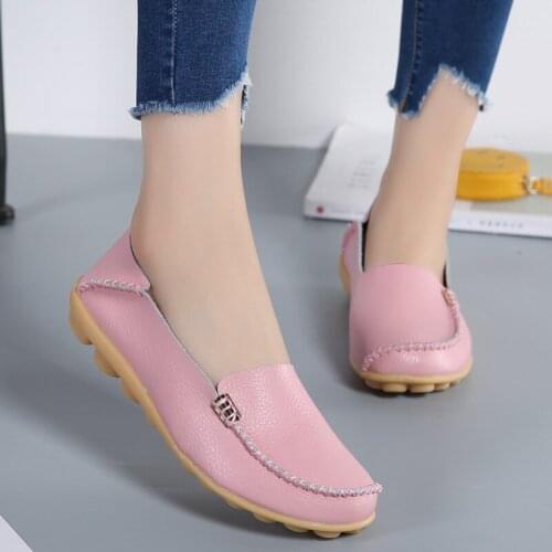 Fashion Flats Woman Shoes Genuine Leather Flats Women Wedge Loafers Womens Loafers Ladies Shoes Large Size Chaussures Femme