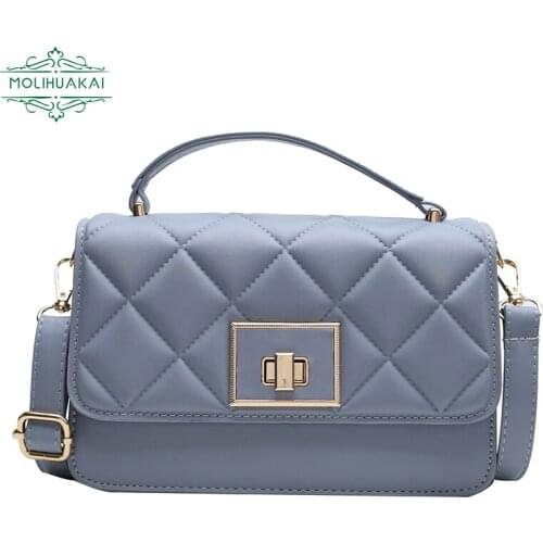 2021 Ladies PU Soft Leather Messenger Bag Small Shoulder Bag Simple Special Lock Design Female Travel Handbag Sac New Series Bag