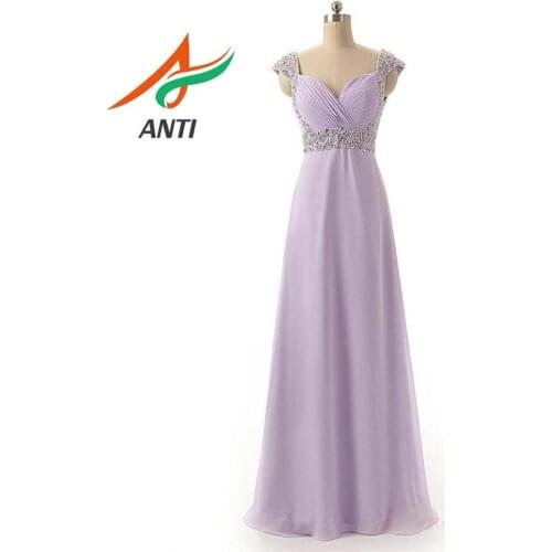 ANTI Plus Size Pink Prom Dresses Long V-Neck Chiffon A-line Robe De Soiree 2019 Lavender 16 Colors Formal Party Gowns for Women