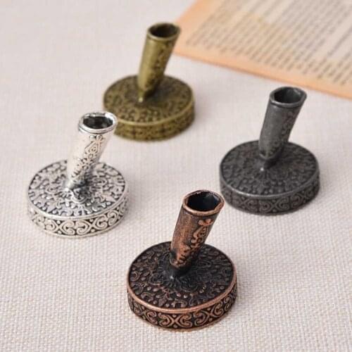 1Pcs Retro Carving Pen Case With Base Fix on Table Counter Liquid Ink Pen Cover Pen Holder Signature Pen Insertion Cases