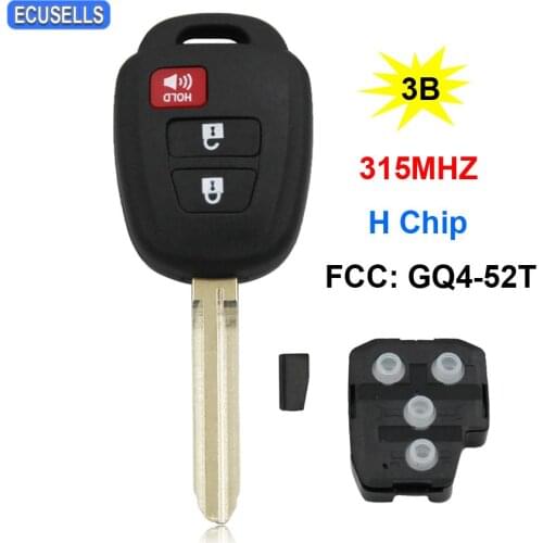 2+1/3 Button Remote Car Key Fob 315MHZ H Chip FCC ID: GQ4-52T for Toyota Highlander Tundra Sequoia Rav4 2014 - 2018 Uncut Blade