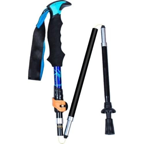 2021 New Aluminum Alloy 5-Ssection Collapsible Trekking Cane EVA Handle Walking Stick