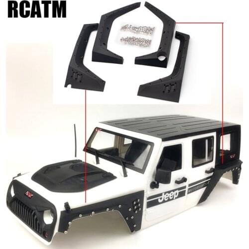 4PCs Nylon Fiber Front Rear Wheel Eyebrow Armor For 1/10 Jeep Wrangler Body RC Crawler Car AXIAL SCX10 90046 AX103007