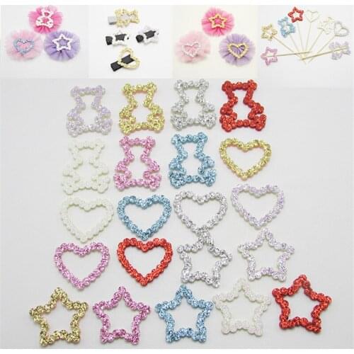 42pcs/Lot kawaii Star/Heart/Bear Pads Patches Appliques for Craft Clothes Sewing Supplies DIY Hair Clip Accessories