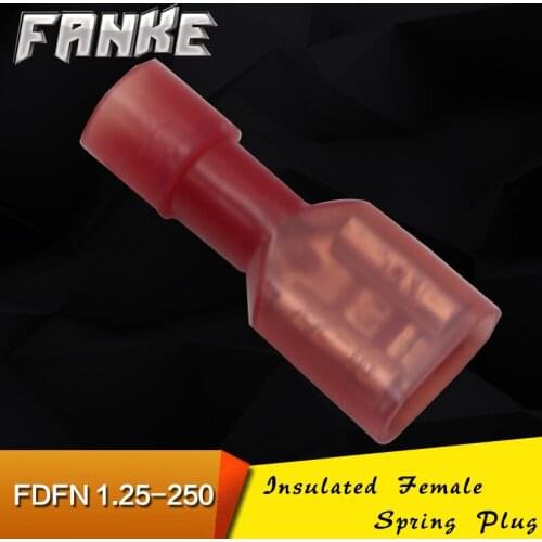 500pcs 22-16AWG 0.5-1.5mm FDFN1.25-250 Nylon Insulated Crimp terminal female plug 6.3 plug spring inserts