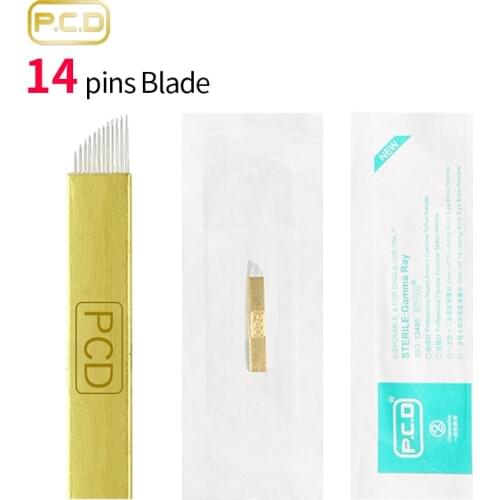 500 Pcs PCD Coper 14 Pin Needle Permanent Makeup Tattoo Manual Pen Blade For 3D Eyebrow Embroidery Microblading