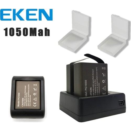 EKEN 2pcs/set 3.7V PG 1050mAh Battery for EKEN SJCAM Action Camera h9r h8r h6s h5s H3r C30 F68 SJ4000 with Dual Battery Charger