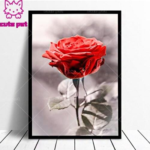 DIY Diamond Painting Full Square Round Drill Red rose flower Daimond Painting Angel swan Pictures Mosaic Rhinestone Embroidery