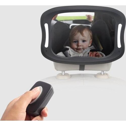 Car Seat Rearview Mirror Baby Viewing Mirror Remote LED Lights Rearview Mirror Acrylic ABS 360 Degree Rotation Car Accessories