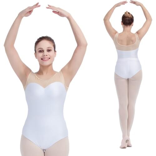 White Nude Top Tank Ballet Dance Leotard Girls Dancewear Costume Ladies Bodysuit Performance