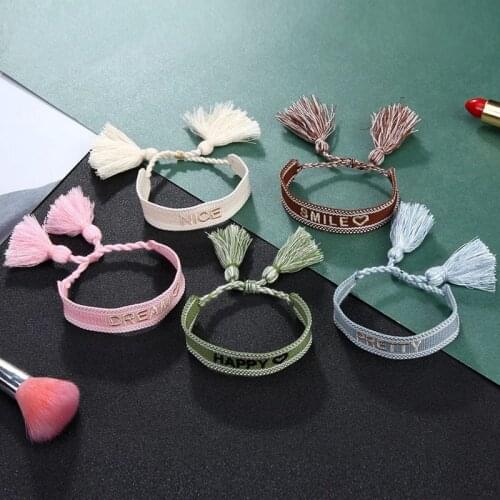 Bohemia Embroidery Woven Tassel Bracelets for Women Handmade Adjustable Rope Braided Bracelet Friendship Ethnic Christmas Gifts